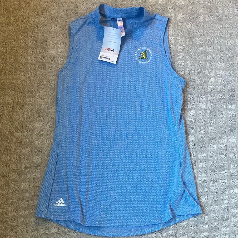 NWT U.S. Open Logoed Adidas Light Blue Sleeveless Shirt